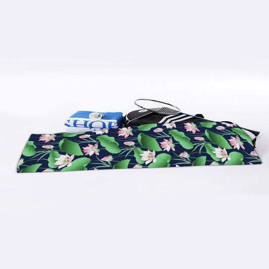 Flower And Leaf Lotus Pattern Print Sports Towel