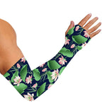 Flower And Leaf Lotus Pattern Print Sun Protection Arm Sleeves