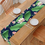 Flower And Leaf Lotus Pattern Print Table Runner
