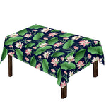 Flower And Leaf Lotus Pattern Print Tablecloth