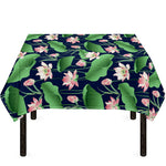 Flower And Leaf Lotus Pattern Print Tablecloth