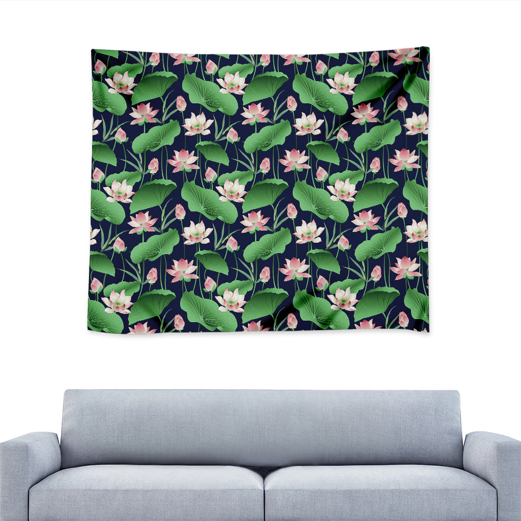 Flower And Leaf Lotus Pattern Print Tapestry
