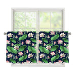Flower And Leaf Lotus Pattern Print Tier Curtains