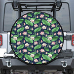 Flower And Leaf Lotus Pattern Print Tire Cover