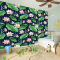Flower And Leaf Lotus Pattern Print Wall Sticker