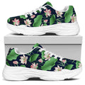 Flower And Leaf Lotus Pattern Print White Chunky Shoes