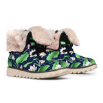 Flower And Leaf Lotus Pattern Print Winter Boots