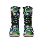 Flower And Leaf Lotus Pattern Print Winter Boots