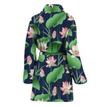 Flower And Leaf Lotus Pattern Print Women's Bathrobe