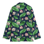 Flower And Leaf Lotus Pattern Print Women's Blazer