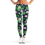 Flower And Leaf Lotus Pattern Print Women's Leggings