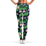 Flower And Leaf Lotus Pattern Print Women's Leggings