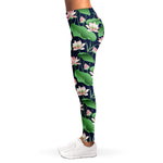 Flower And Leaf Lotus Pattern Print Women's Leggings