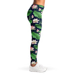 Flower And Leaf Lotus Pattern Print Women's Leggings