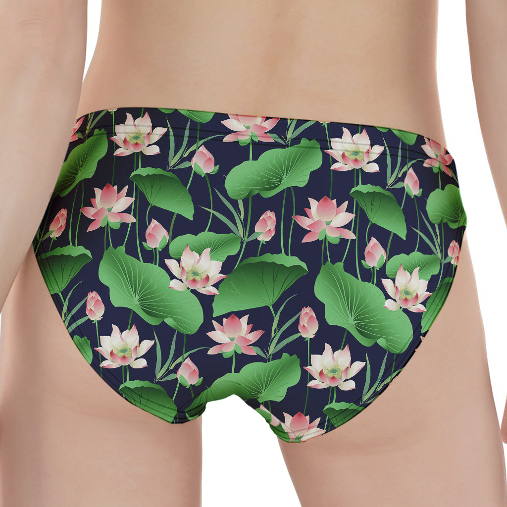 Flower And Leaf Lotus Pattern Print Women's Panties