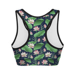 Flower And Leaf Lotus Pattern Print Women's Sports Bra