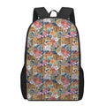 Flower And Tiger Pattern Print 17 Inch Backpack