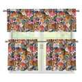 Flower And Tiger Pattern Print 3 Piece Kitchen Curtains