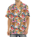 Flower And Tiger Pattern Print Aloha Shirt