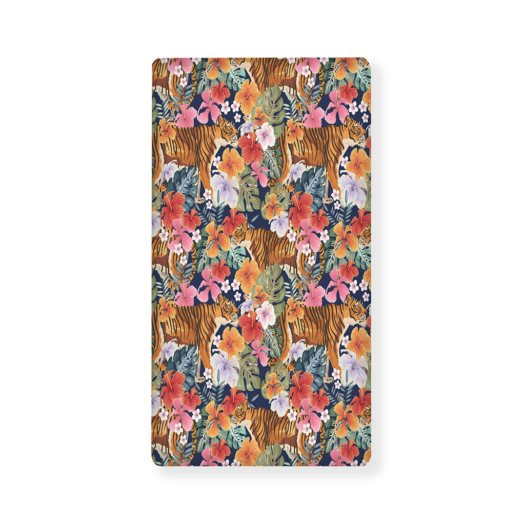 Flower And Tiger Pattern Print Baby Crib Sheet