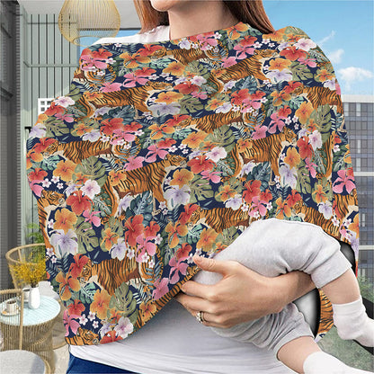 Flower And Tiger Pattern Print Baby Seat Cover