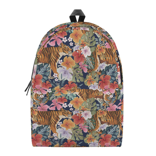 Flower And Tiger Pattern Print Backpack