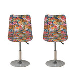 Flower And Tiger Pattern Print Bar Stool Covers