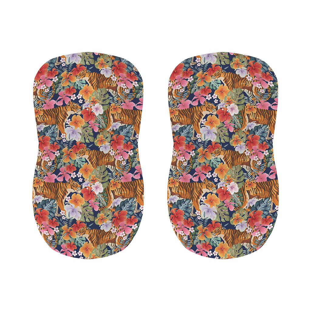 Flower And Tiger Pattern Print Bar Stool Covers