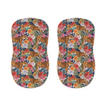 Flower And Tiger Pattern Print Bar Stool Covers