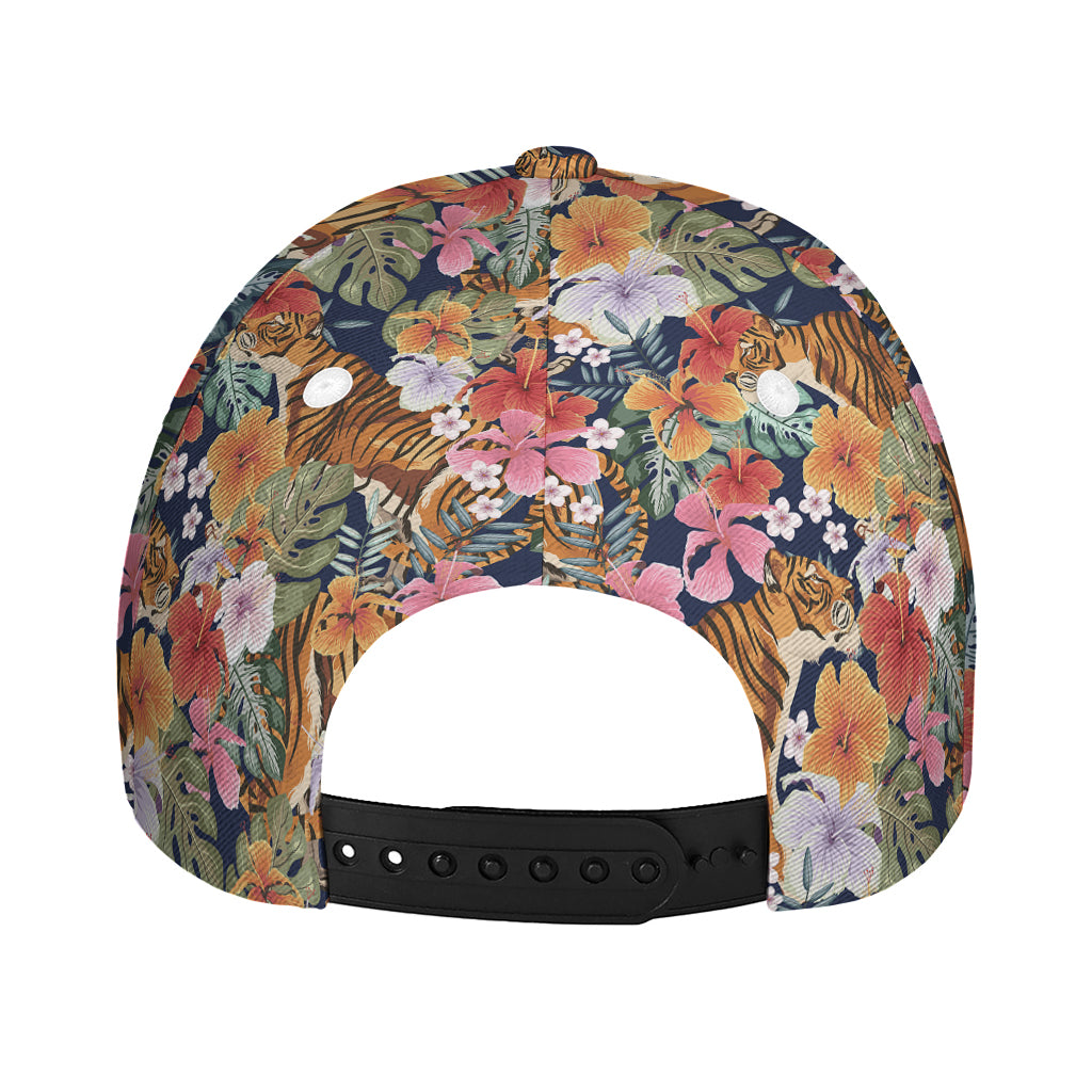 Flower And Tiger Pattern Print Baseball Cap