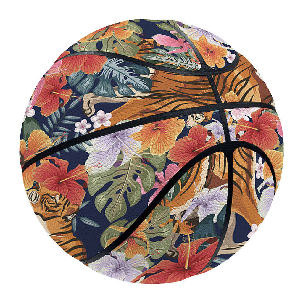Flower And Tiger Pattern Print Basketball