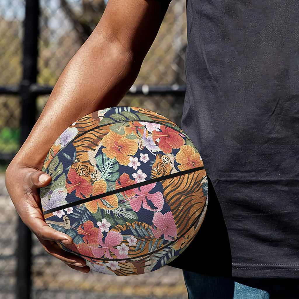 Flower And Tiger Pattern Print Basketball