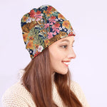 Flower And Tiger Pattern Print Beanie