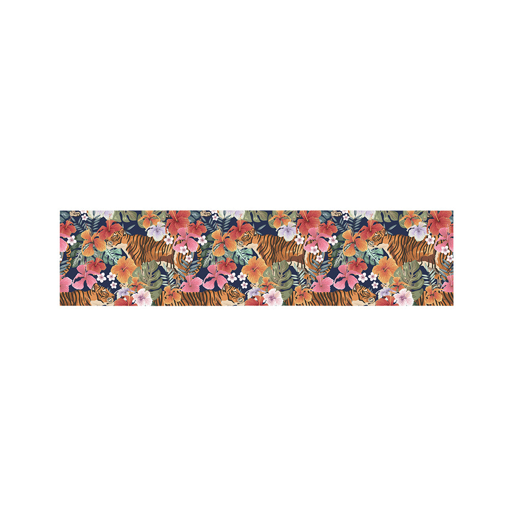 Flower And Tiger Pattern Print Bed Runner