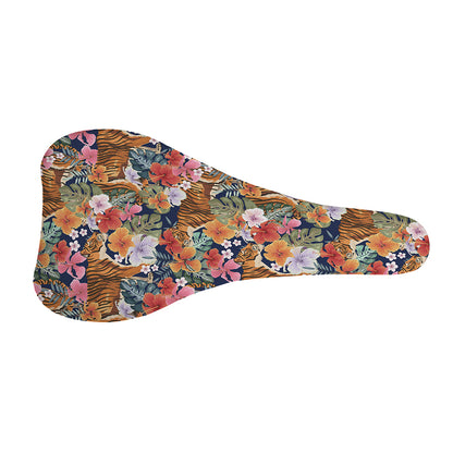 Flower And Tiger Pattern Print Bicycle Seat Cover