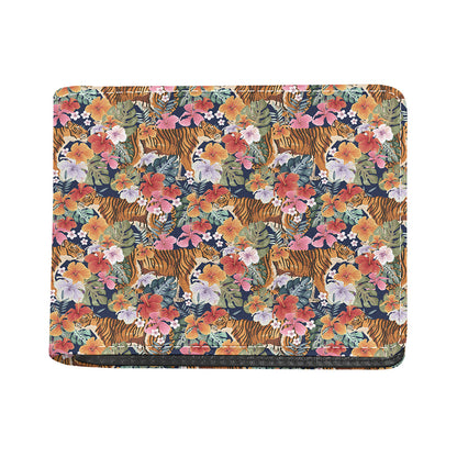 Flower And Tiger Pattern Print Bifold Wallet