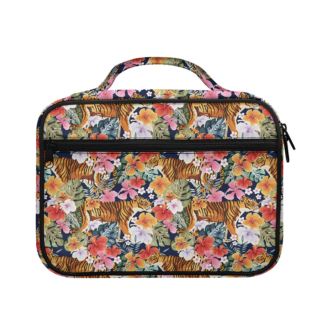 Flower And Tiger Pattern Print Briefcase Bible Bag