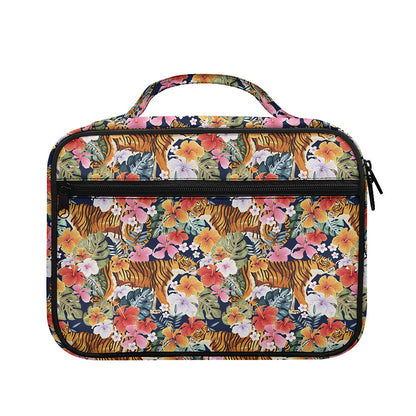 Flower And Tiger Pattern Print Briefcase Bible Bag