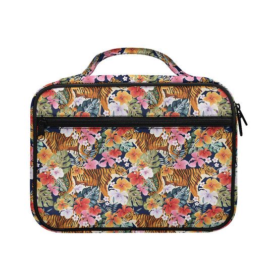 Flower And Tiger Pattern Print Briefcase Bible Bag