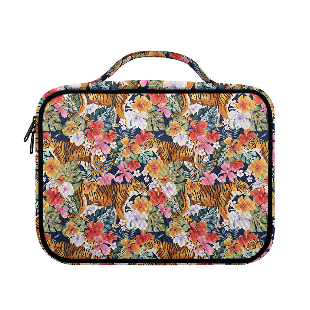 Flower And Tiger Pattern Print Briefcase Bible Bag