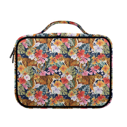 Flower And Tiger Pattern Print Briefcase Bible Bag