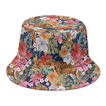 Flower And Tiger Pattern Print Bucket Hat