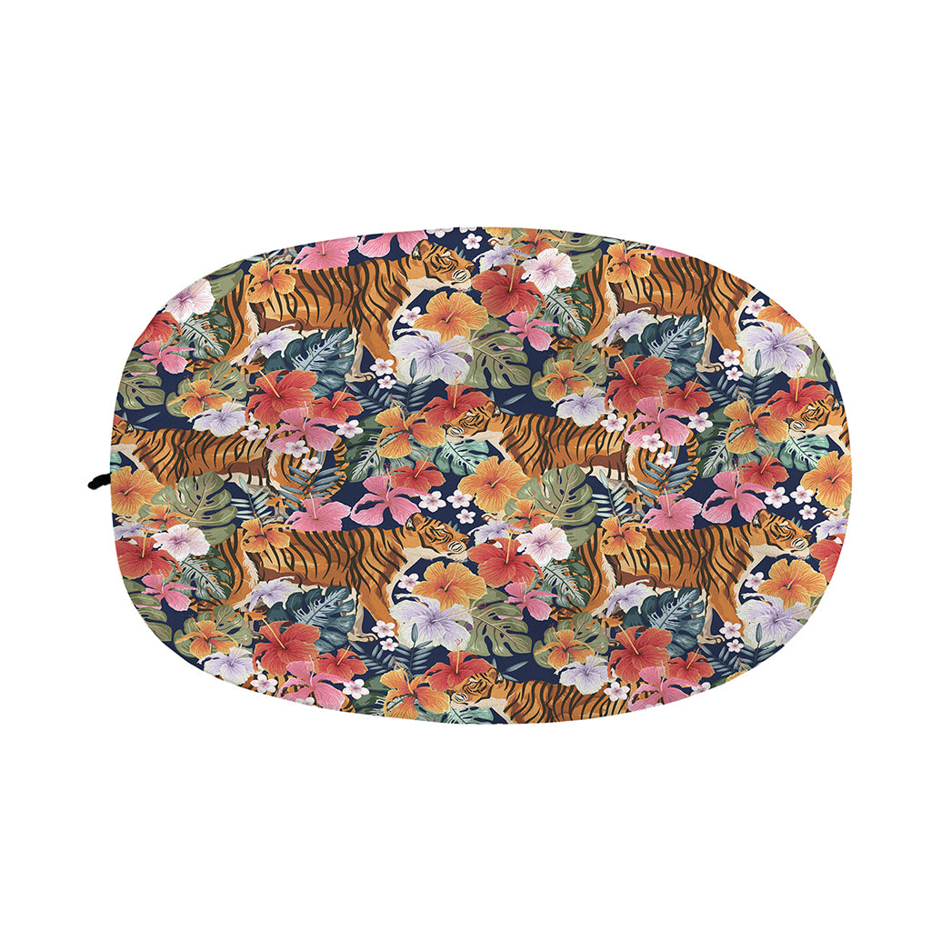Flower And Tiger Pattern Print Car Side Mirror Covers