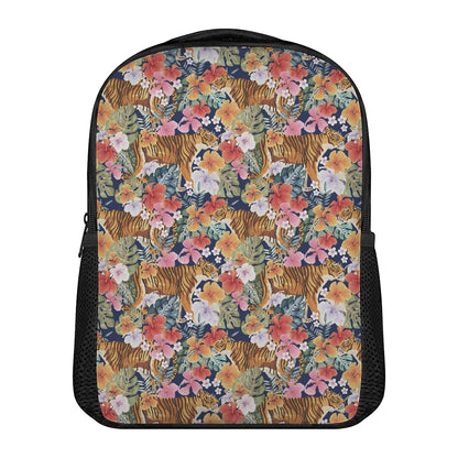 Flower And Tiger Pattern Print Casual Backpack