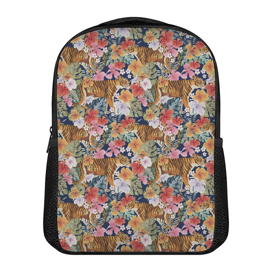 Flower And Tiger Pattern Print Casual Backpack