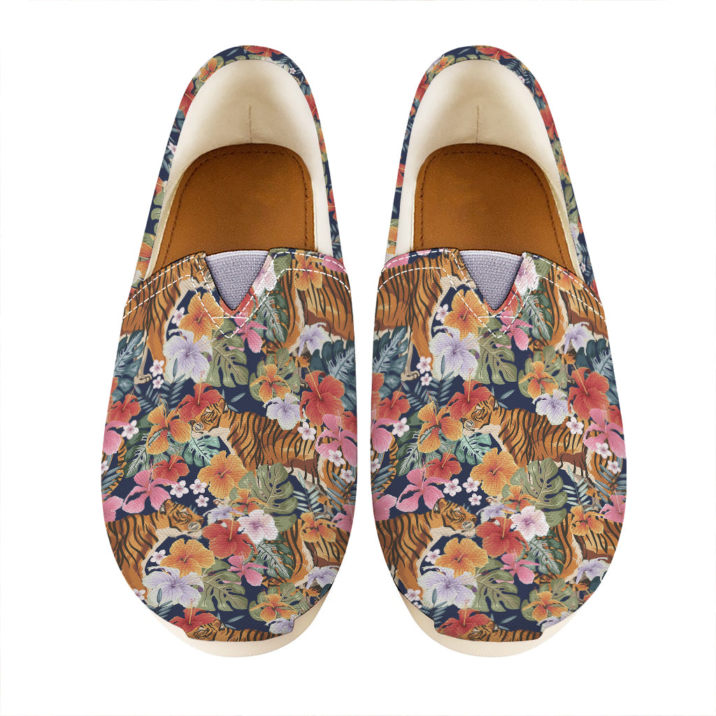 Flower And Tiger Pattern Print Casual Shoes
