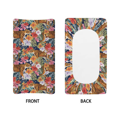 Flower And Tiger Pattern Print Changing Pad Cover
