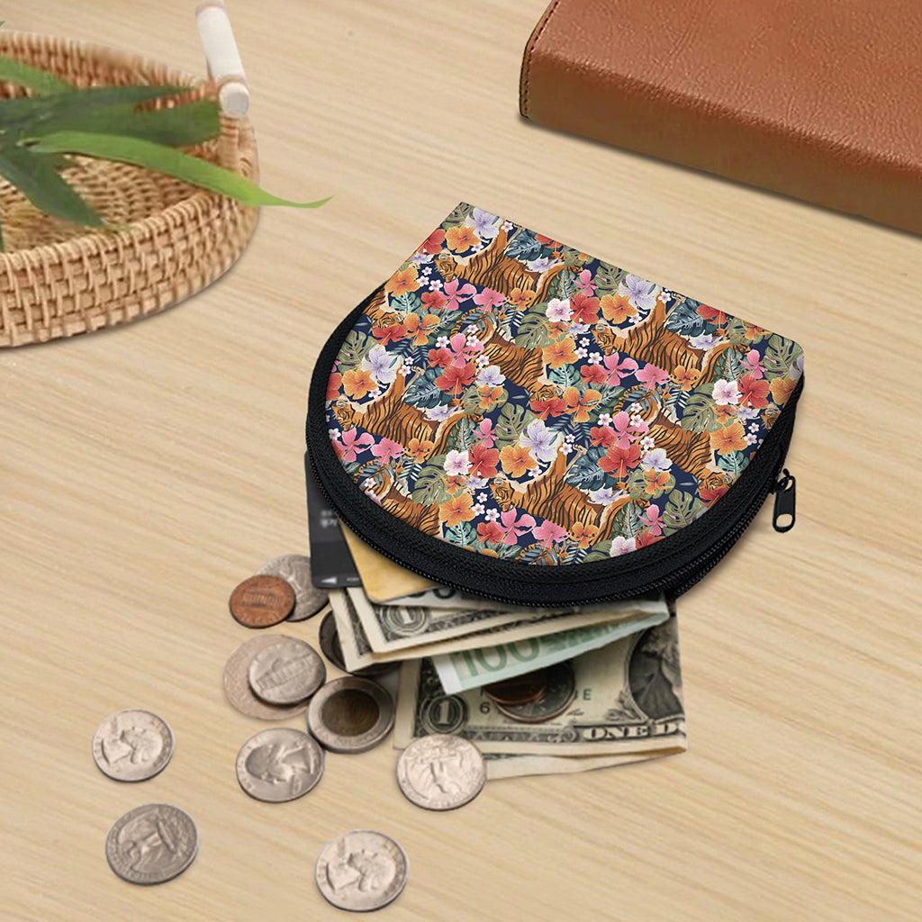 Flower And Tiger Pattern Print Coin Purse
