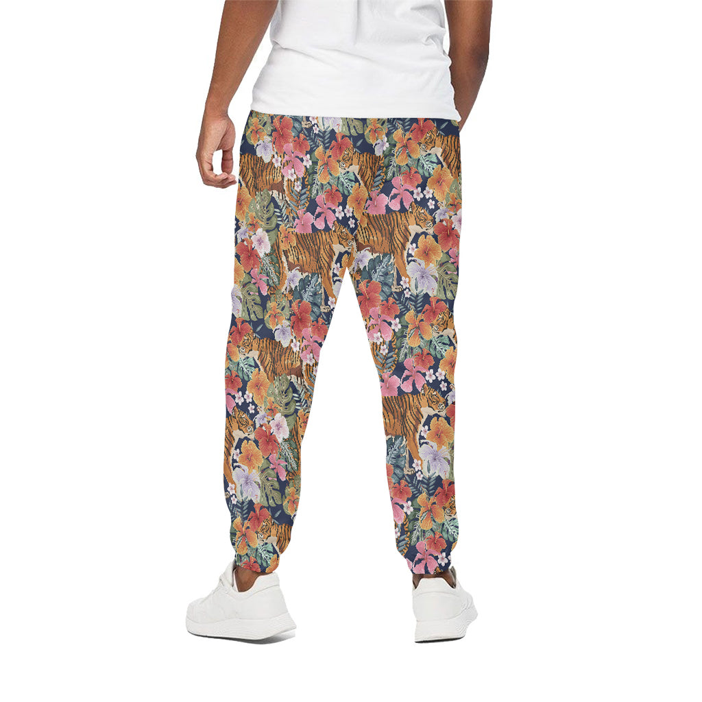 Flower And Tiger Pattern Print Cotton Pants