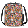 Flower And Tiger Pattern Print Crossbody Lunch Bag